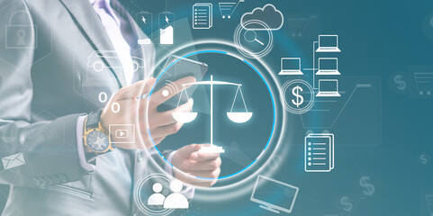 Labor Law Lawyer Legal Business Internet Technology Concept.