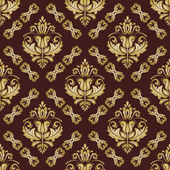 Orient classic pattern. Seamless abstract background with vintage elements. Orient background. Brown and golden ornament for wallpaper and packaging