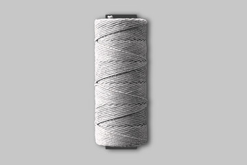 Blank grey skein of thread for knitting mockup isolated on a background. 3d rendering.