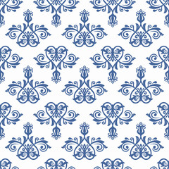 Classic seamless pattern. Damask orient blue ornament. Classic vintage background. Orient ornament for fabric, wallpaper and packaging