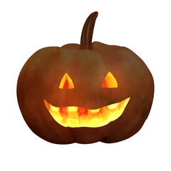 灯りがついたジャコランタンの水彩風背景透過イラスト