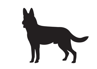 Standing dog. Black silhouette Siberian husky.Isolated background. husky dog simple black and white design - vector outline and silhouette.