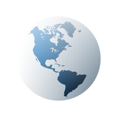 Simple Blue Earth Globe Design Isolated on Transparent Background - North and South America Side - Template Design