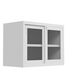 3d rendering illustration of a filing cabinet with glass doors