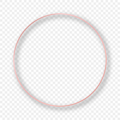 Rose gold glowing circle frame with shadow