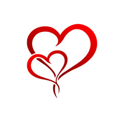 Heart, Symbol of Love and Valentine's Day. Flat Red Icon Isolated on White Background. Vector illustration.