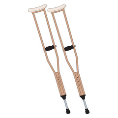 Crutches vector illustration in line filled design