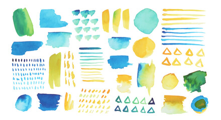 Watercolor vector brush strokes illustration. Set of beautiful vector watercolor shapes on white background.