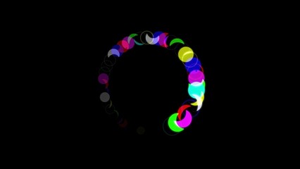 Colorful arcs circle with plain black background