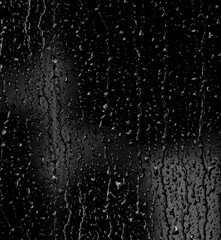 Water drops on the glass. Overlay effect of transparent drops on glass. Dripping raindrops. Fogging.