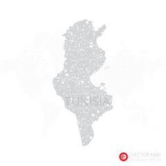 Fototapeta premium Tunisia grey map isolated on white background with abstract mesh line and point scales. Vector illustration eps 10