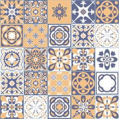 Portuguese Ceramic Tile Blue Purple Beige Color Square Geometric pattern Bathroom Kitchen Wall Decoration Traditional Portuguese Design