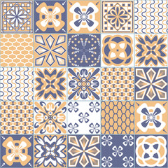 Purple beige pastel seamless pattern, portuguese talavera decoration, vector illustration