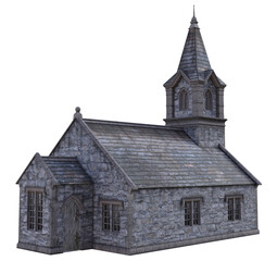 3D rendered Old Church on Transparent Background - 3D Illustration