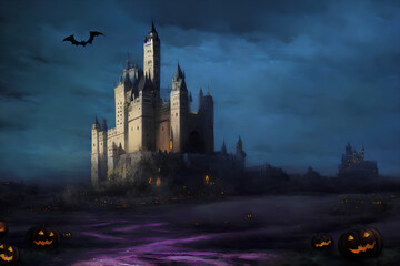Fototapeta premium halloween haunted house, castle at night