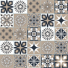 Spanish ceramic tiles, decorative wall decoration in bathroom and kitchen, vector illustration