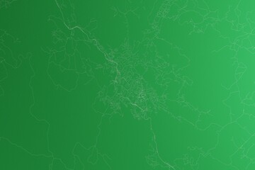 Map of the streets of Mbabane (Eswatini) made with white lines on green paper. Rough background. 3d render, illustration