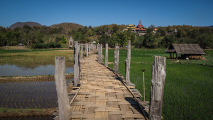Fototapeta na wymiar Su Tong Pae Bridge in Mae Hong Son Province, Thailand