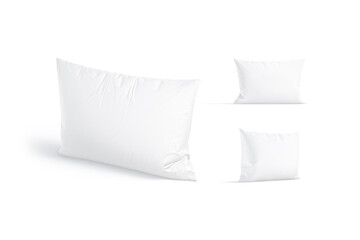 Fototapeta na wymiar Blank white rectangular pillow mockup stand, different views