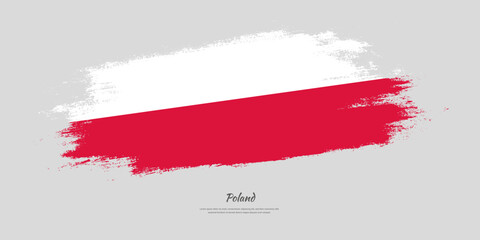 Happy Independence Day of Poland. National flag on artistic stain brush stroke background.