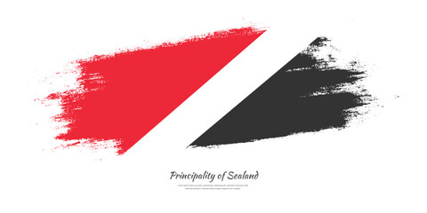 Happy National Day of Principality of Sealand. National flag on artistic stain brush stroke background.