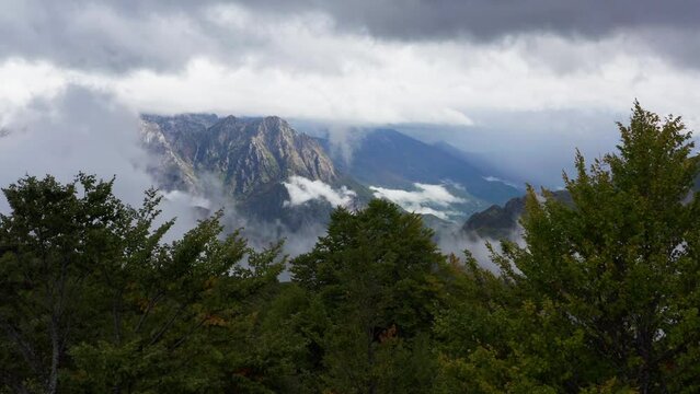 Epic aerial reveal of mountain scenery, National Park Thet, Albania