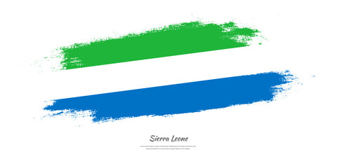 Happy Independence Day of Sierra Leone. National flag on artistic stain brush stroke background.