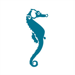 Seahorse. Silhouette illustration of sea life.