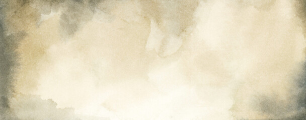 Watercolor old brown background with grunge texture, vintage marbled textured design on cloudy sepia brown banner.