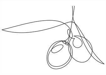 Line icon olives -Continuous one line drawing
