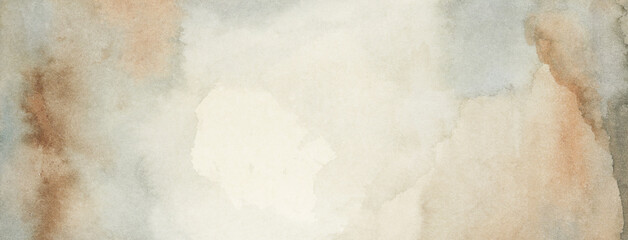 Watercolor old brown background with grunge texture, vintage marbled textured design on cloudy sepia brown banner.