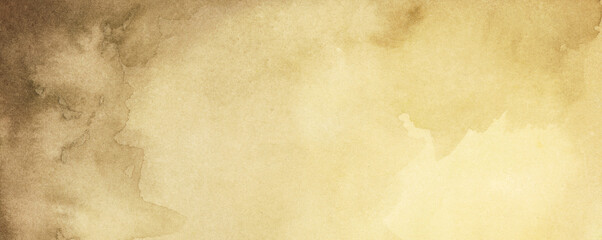 Watercolor old brown background with grunge texture, vintage marbled textured design on cloudy sepia brown banner.