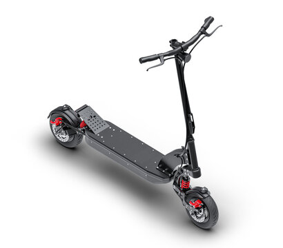 Professional electric scooter with suspension system - isolated on a transparent background, transparent shadow included - PNG format