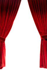 Fototapeta Red stage curtain with white background obraz
