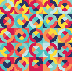 Geometric Circle shape Bauhaus pattern. Vector design and modern colorful art. Abstract Bauhaus design pattern. 