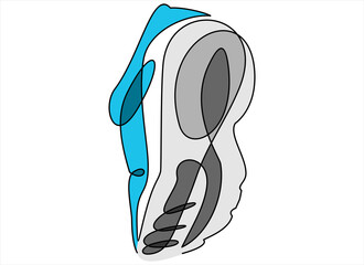 illustration of sneakers. Sports shoes in a line style. Continuous one line
