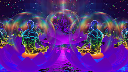 Fototapeta na wymiar 3d illustration of self-awareness as a fractal set in a countless multiverse