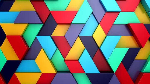 Background of Geometric Shapes. Abstract motion, loop, 3d rendering, 4k resolution
