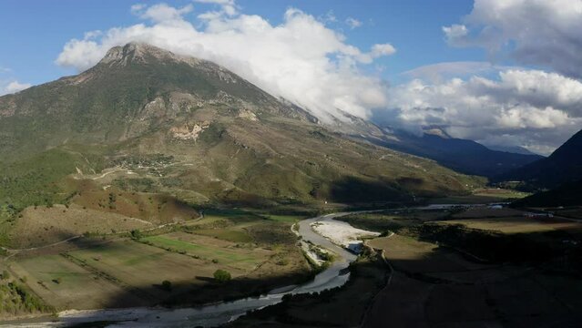 Aerial view of Drino Valley, Albania