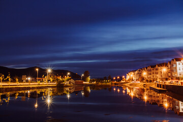 The Anchorage street, Tralee CO Kerry Ireland landscape at night. High quality photo