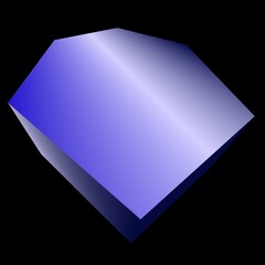 gradient blue three-dimension hexagonal prism on the black background