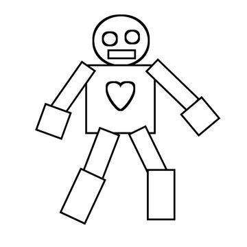 Coloring page human robot illustration for kids