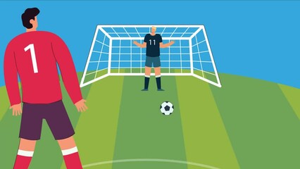 In this video seen in the penalty kick. The man in red managed to score a goal and win. - Powered by Adobe