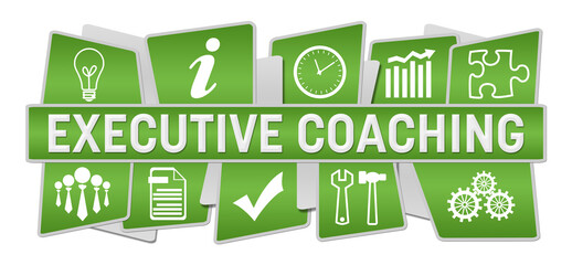 Fototapeta premium Executive Coaching Green Symbols Top Bottom 