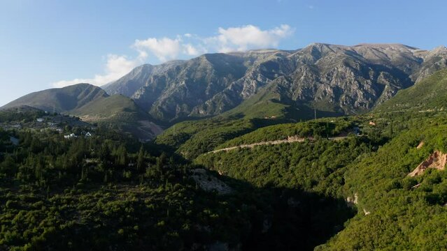 Aerial View of Albanian Mountain Range in Vuno