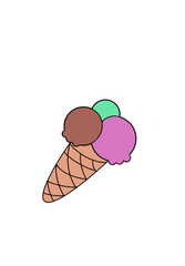 Delicious ball ice cream in a waffle cone on a white isolated background