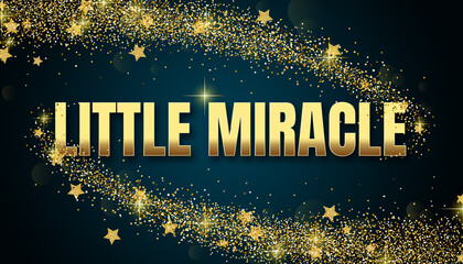 Little miracle in shiny golden color, stars design element and on dark background.