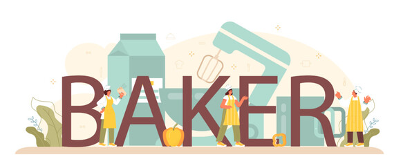 Baker typographic header. Pasta maker cooking italian traditional food.