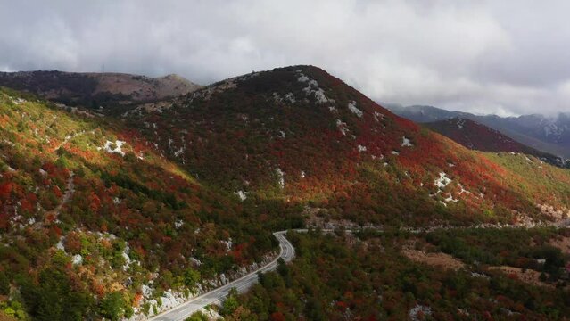 Aerial View of colorful Croatian mountains in the Velebit range