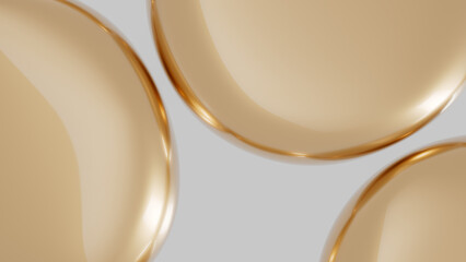 Abstract gold circle pebble, beauty fashion background. 3d rendering